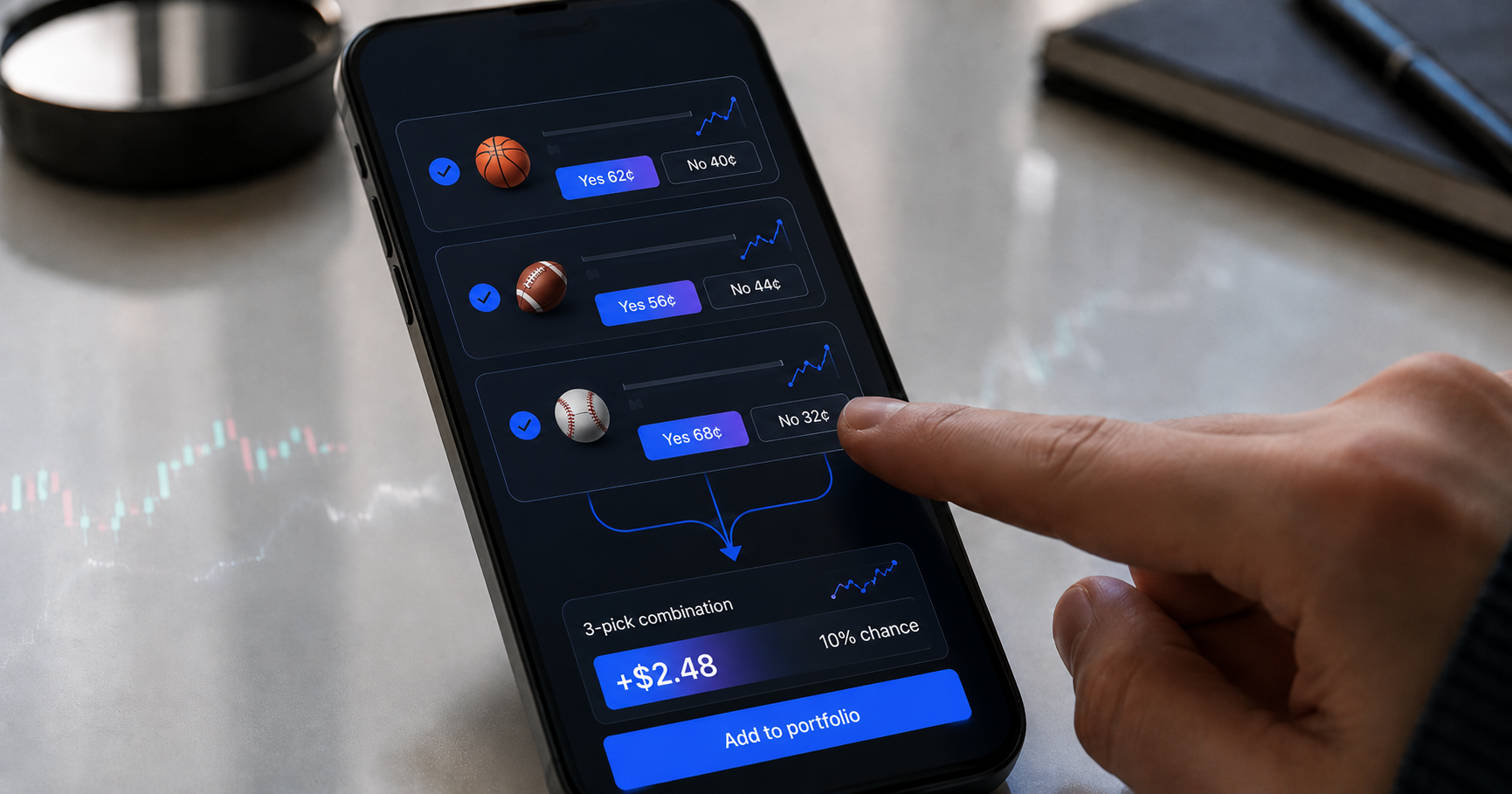 Polymarket US launched its Combos feature Wednesday, allowing users to combine multiple sports contracts into a single multi-leg trade