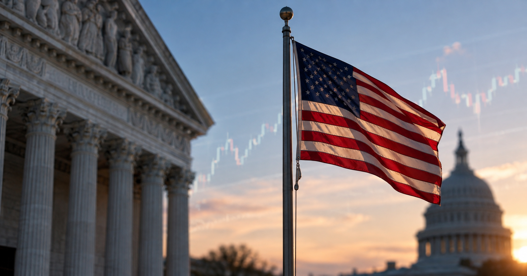 united states flag in front of supreme court building